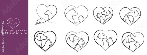 dog and cat logo, pet care logo, pet clinic logo design, cat logo, dog.