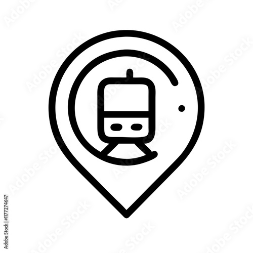 Minimalist train location icon with map pin design