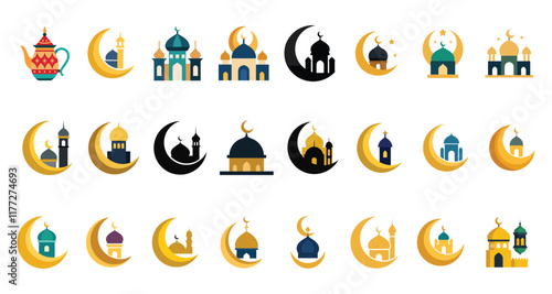 Spiritual Islamic Prayer Two Tone Vector Design Bundle in Vibrant     