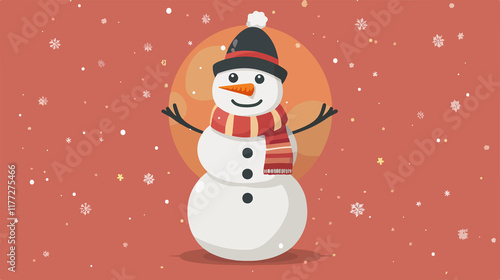 Wallpaper Mural Snowman with Hat and Scarf Flat Vector Illustration Torontodigital.ca