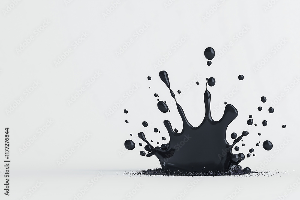 Fototapeta premium A Black Ink Paint Drop on White Background