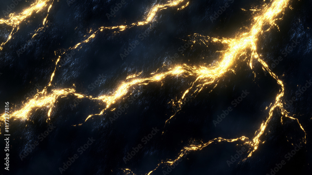 Golden lightning streaks across dark abstract background Golden lightning streaks across dark abstract background