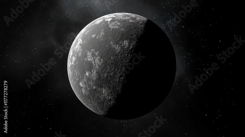 Half-lit gray moon in dark space. photo