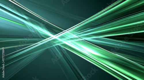 Dynamic green abstract lines on dark background