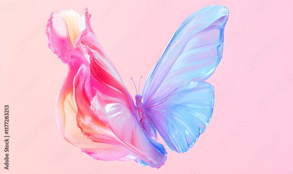 Obraz premium Abstract pastel butterfly with flowing wings.