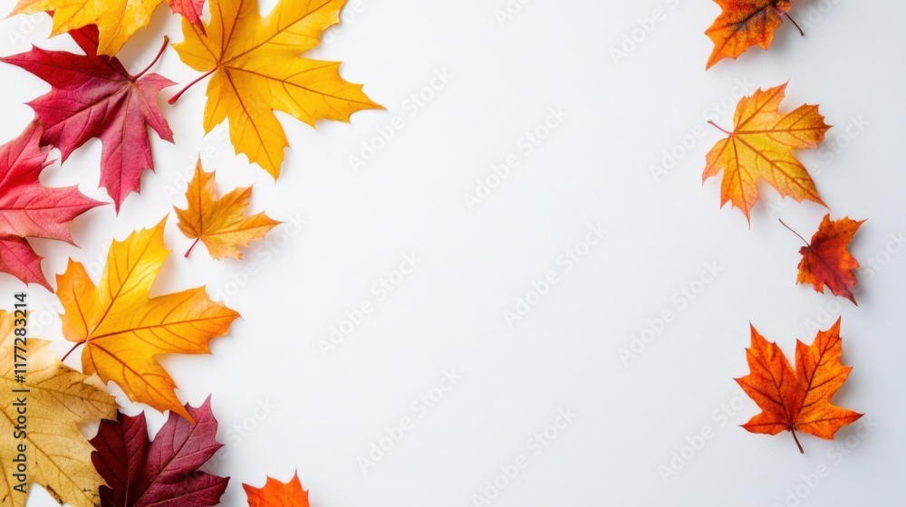 autumn leaves scattered on a white background autumn leaves scattered on a white background