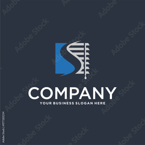 window covering logo design with letter s