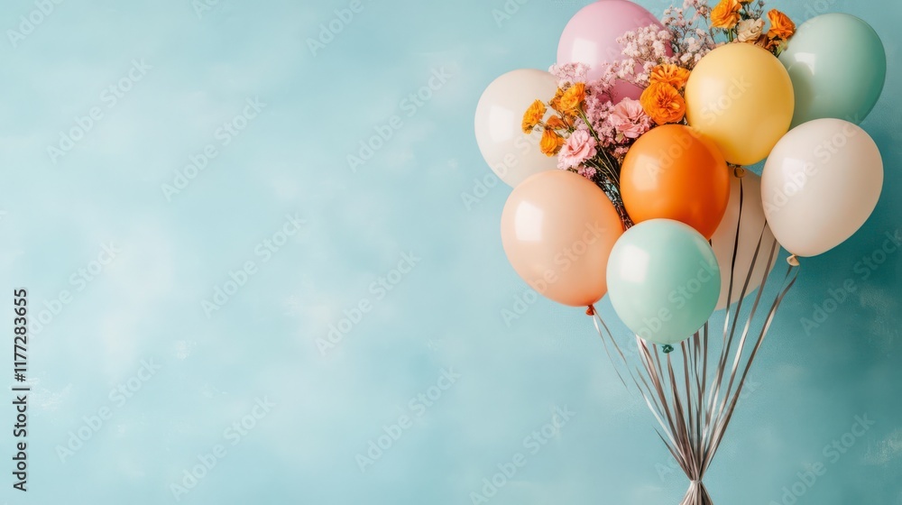 custom made wallpaper toronto digitalPastel balloons and flowers create a joyful, airy scene.