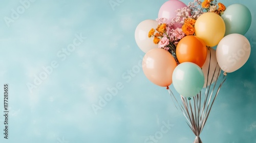 Wallpaper Mural Pastel balloons and flowers create a joyful, airy scene. Torontodigital.ca