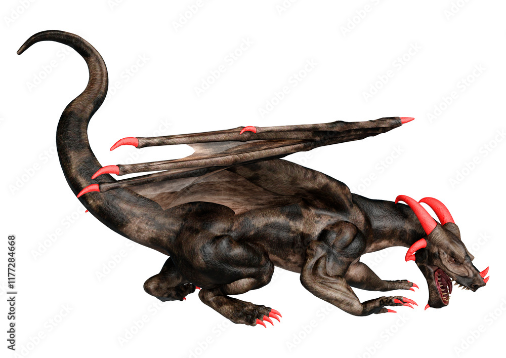 Fototapeta premium 3D Rendering Fairy Tale Dragon on White