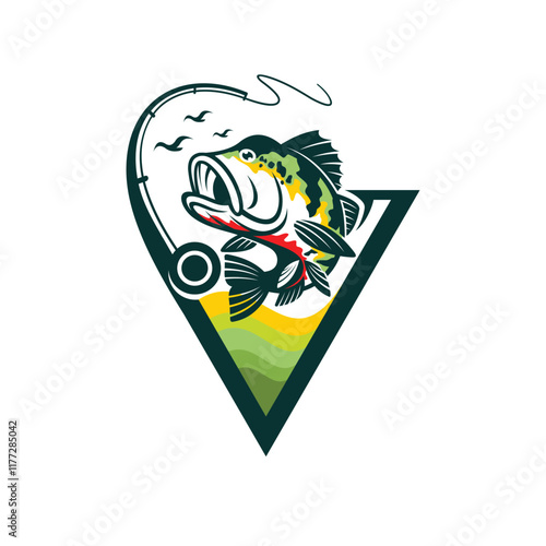 peacock bass logo with triangle concept