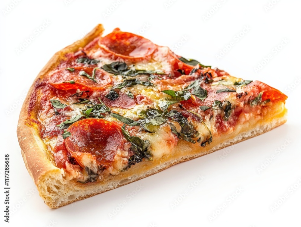 a single slice of pepperoni pizza on a white background a single slice of pepperoni pizza on a white background