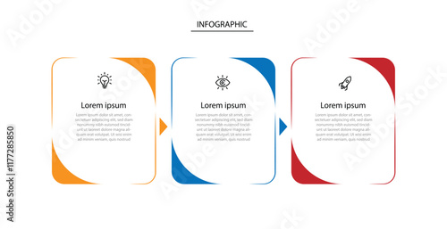 Table template infographic design with square and 3 step process can be used for workflow, business presentation and web graphic design 