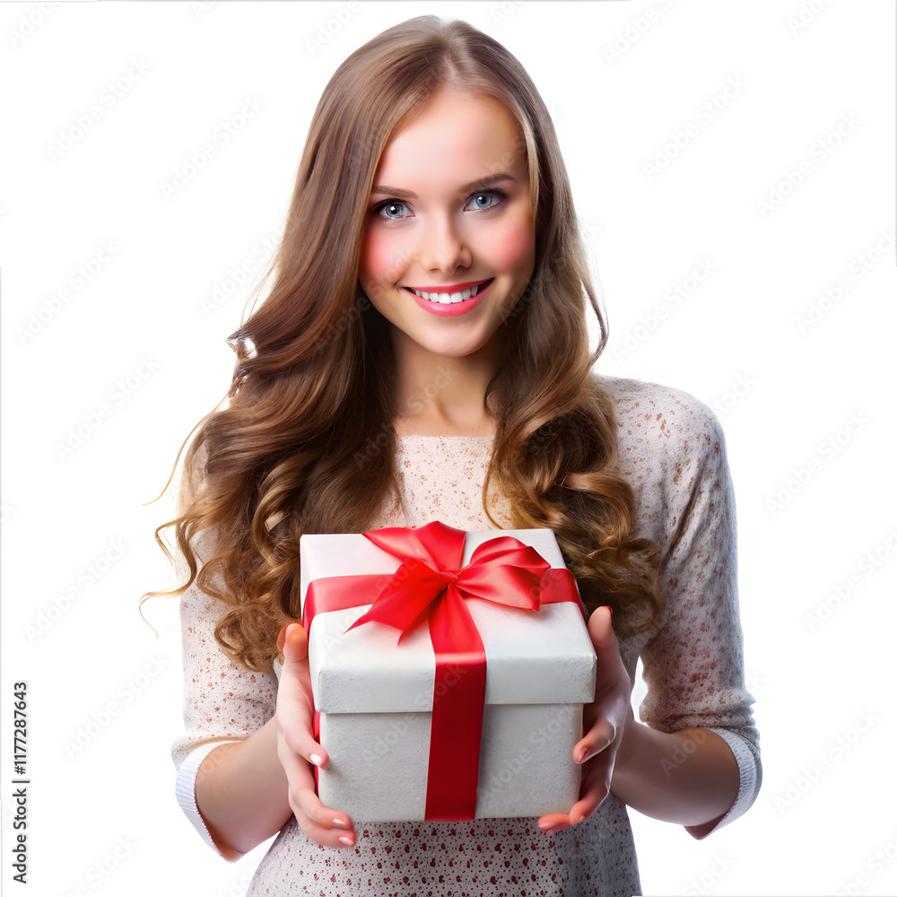 Beautiful young girl with gift box for valentine's day Beautiful young girl with gift box for valentine's day