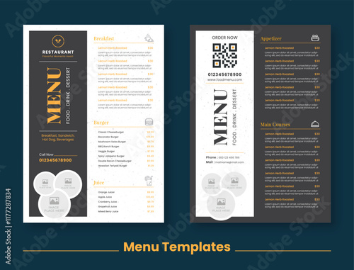 Customizable Restaurant Board Menu | Classic Board Menu Design | Fast Food Menu Board Template photo