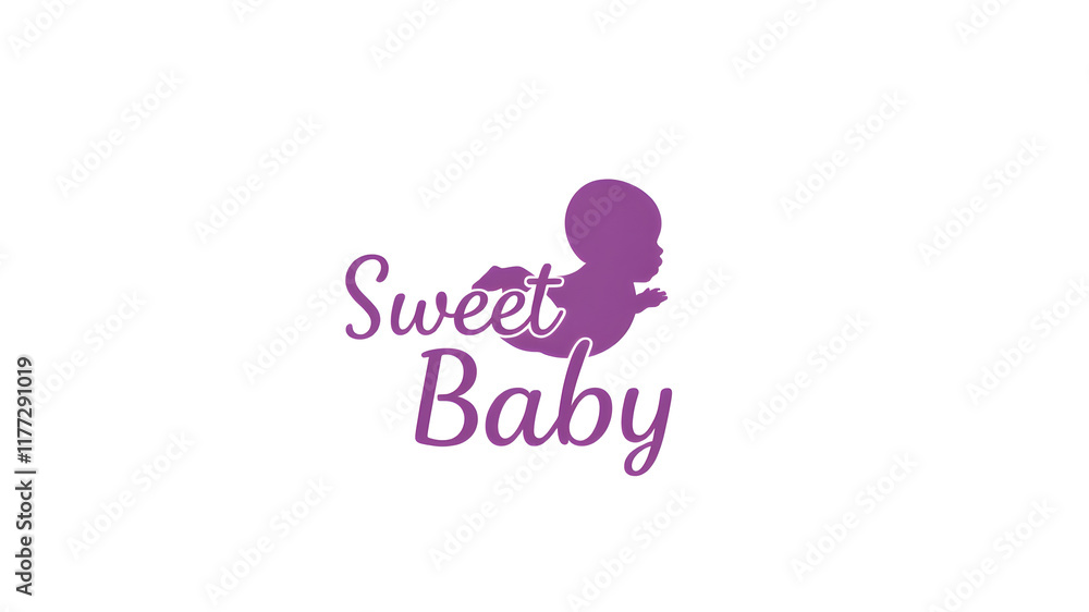 Sweet baby silhouette logo on white background. Generative AI Sweet baby silhouette logo on white background. Generative AI