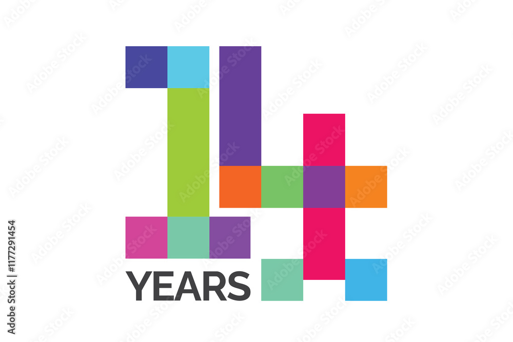 Fototapeta premium 14th Anniversary Colorful Logo Template