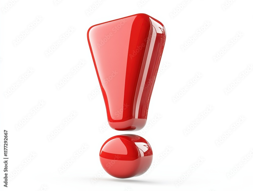 a glossy red exclamation mark on a white background a glossy red exclamation mark on a white background