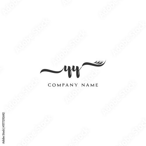 Minimalist YY Logo Design with Abstract Feather Element
