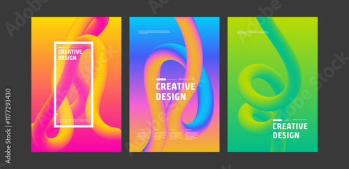 new year 2025 trends - Minimal abstract gradient covers. Colorful covers design set. wave fun bg. Applicable for design covers, pentation, magazines, flyers posters . Vector illustration