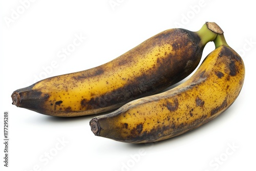 two overripe plantains on a white background photo