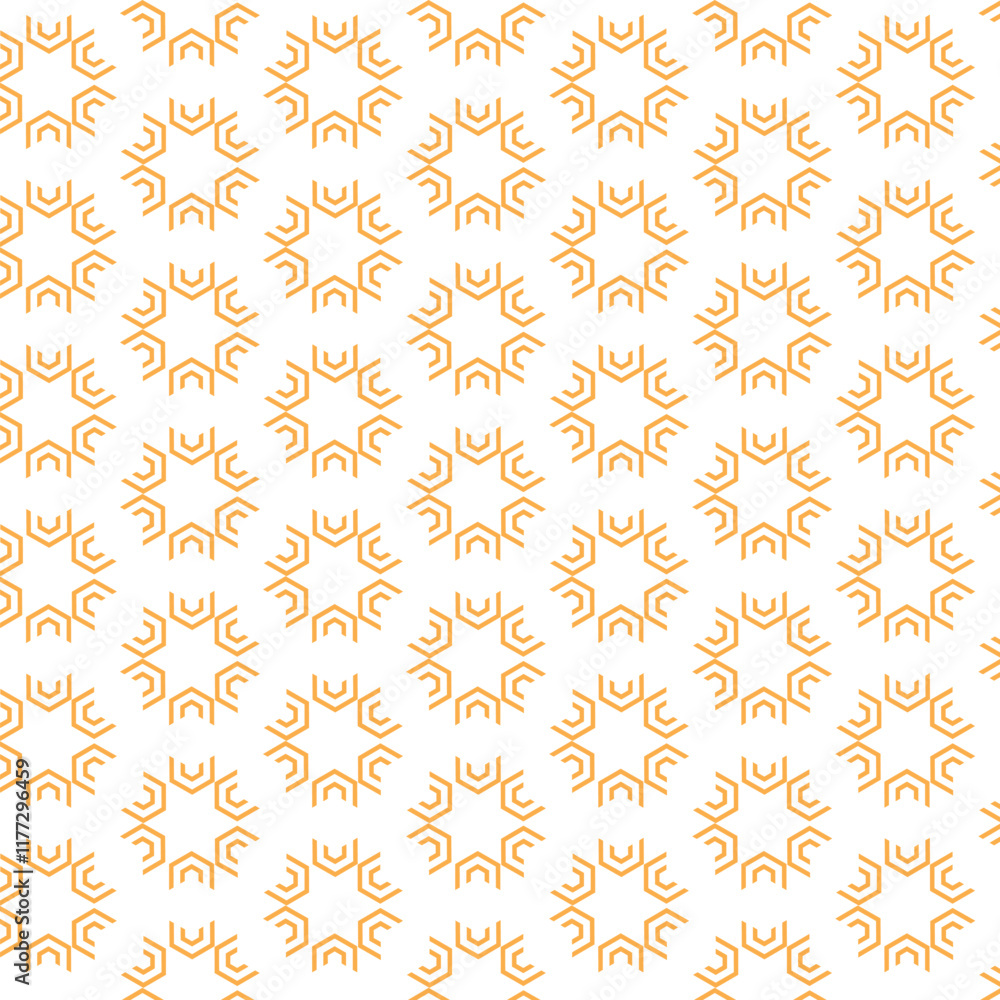Fototapeta premium Modern simple geometric vector seamless pattern with gold flowers, line texture on white background. Light abstract floral wallpaper, bright tile
