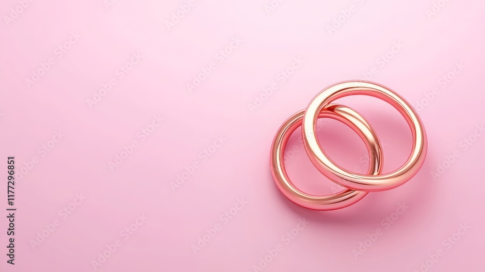 Elegant Rose Gold Wedding Rings on Pink Background Romantic Couple s Jewelry Elegant Rose Gold Wedding Rings on Pink Background Romantic Couple s Jewelry