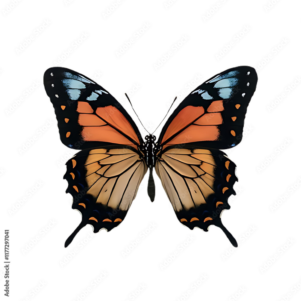 Fototapeta premium Beautiful Realistic Butterfly with Vibrant Wings on Transparent Background