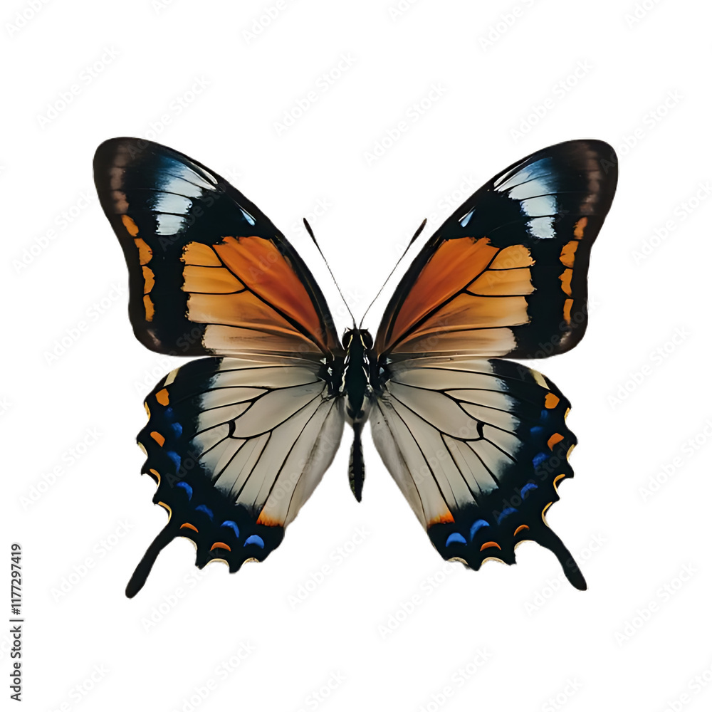 Beautiful Realistic Butterfly with Vibrant Wings on Transparent Background Beautiful Realistic Butterfly with Vibrant Wings on Transparent Background