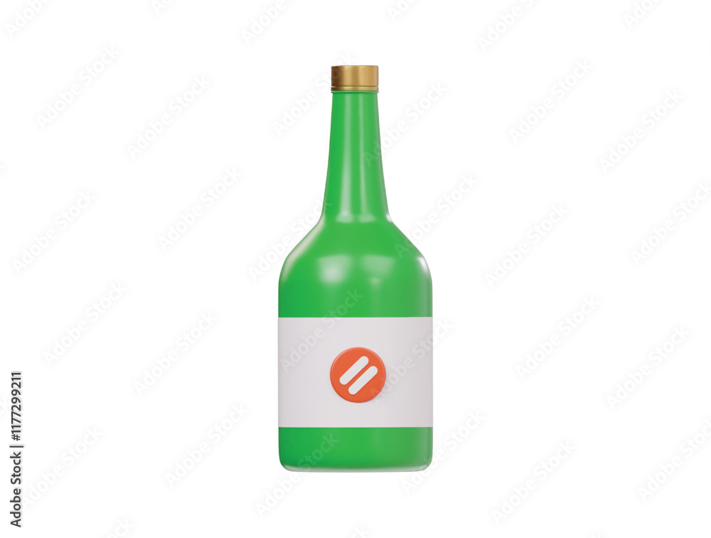 Korean soju bottle icon 3d Korean soju bottle icon 3d