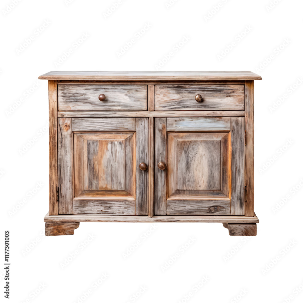 Rustic Charm: Two-Door Wooden Cabinet with Drawers Rustic Charm: Two-Door Wooden Cabinet with Drawers