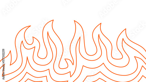 Background with fire lines. Outline of flames background. Continuous fire line design. Flame outline background. Fire Background. flame Background. doodle fire background. Flame Seamless Pattern.