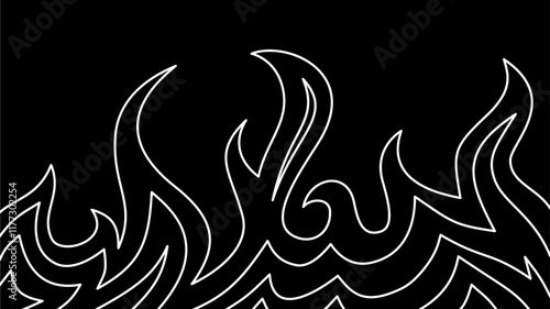 Background with fire lines. Outline of flames background. Continuous fire line design. Flame outline background. Fire Background. flame Background. doodle fire background. Flame Seamless Pattern.