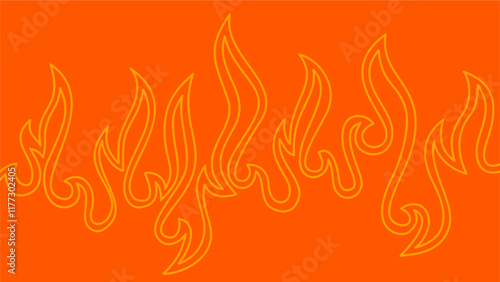 Background with fire lines. Outline of flames background. Continuous fire line design. Flame outline background. Fire Background. flame Background. doodle fire background. Flame Seamless Pattern.