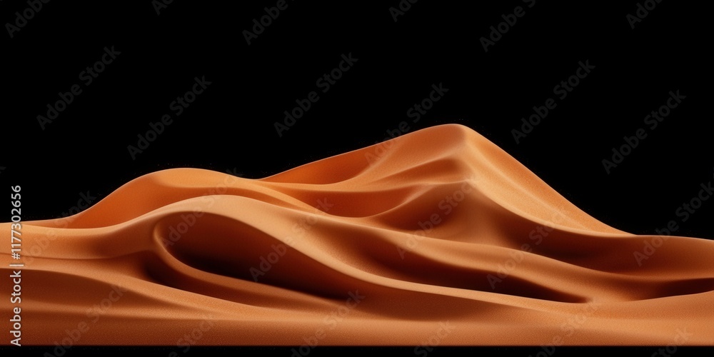 Fototapeta premium Flowing Waves of Silky Fabric with Warm Tones Against a Black Background