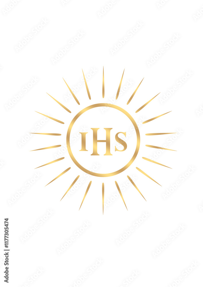 IHS - Komunia Święta, Pierwsza Komunia Święta, Chrystogram, monogram, wektor