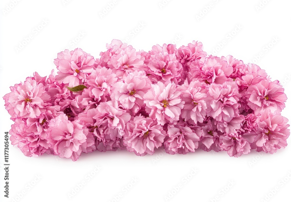 Pink Cherry Blossom Flowers Arrangement on White Background Pink Cherry Blossom Flowers Arrangement on White Background