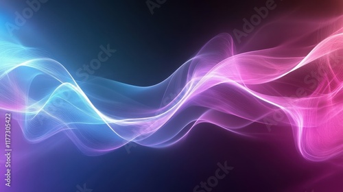 Colorful waves of light with smooth flowing patterns in dark background photo