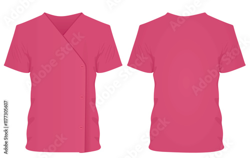 Women pink short sleeve t shirt. vector illustration