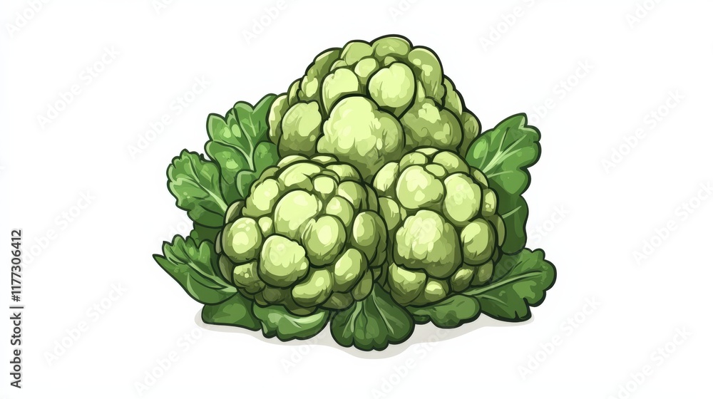 Obraz premium three heads of cauliflower with leaves