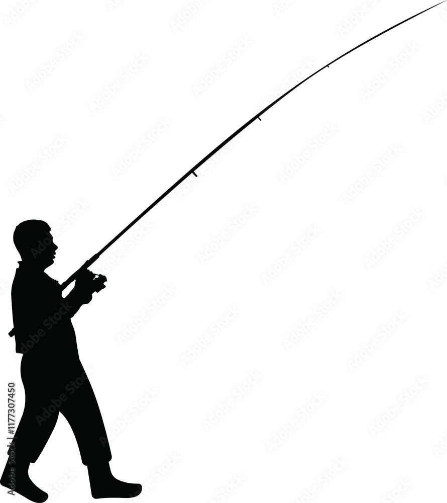 Obraz premium person casting fishing pole