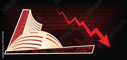 India Bombay Stock Exchange crisis red market price share market bearish vector poster photo