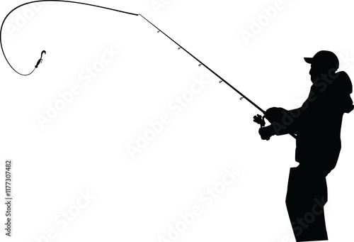 person casting fishing pole
