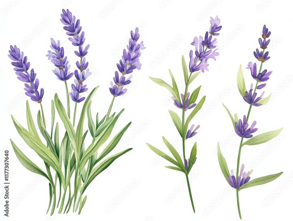 Fototapeta premium lavender plant illustration on white background