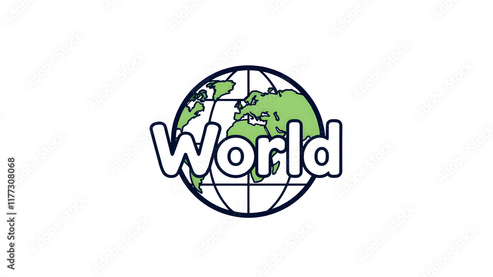 World themed logo icon on white background. Generative AI