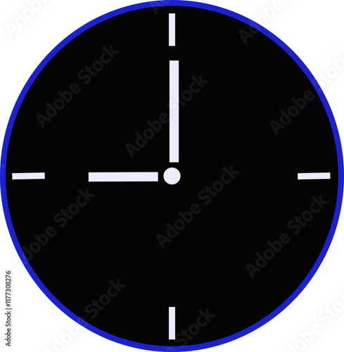 Analog Wall Clock show Nine o'clock, Time or Clock Illustration