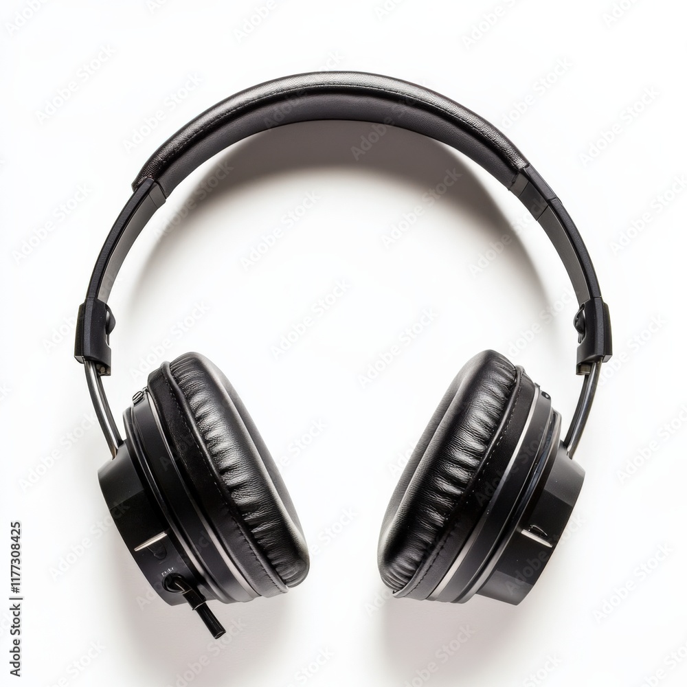 Fototapeta premium Black over-ear headphones on a white background