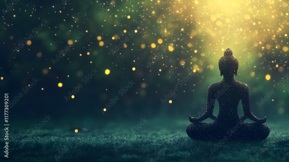 Peaceful and serene image of a person meditating and praying in a tranquil environment, evoking a sense of inner calm and spiritual reflection, with a traditional cultural setting that emphasizes mind Peaceful and serene image of a person meditating and praying in a tranquil environment, evoking a sense of inner calm and spiritual reflection, with a traditional cultural setting that emphasizes mind