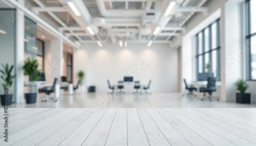 Wallpaper Mural white wood floor in front of a Modern Office Interior with Natural Light and Minimalist Design Torontodigital.ca