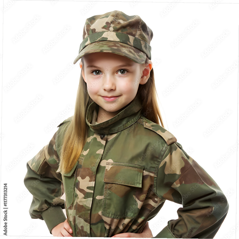caucasian-girl-in-military-style uniform isolated-on white background caucasian-girl-in-military-style uniform isolated-on white background
